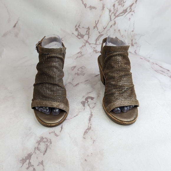 Sofft Booties Womens 8 Brown Open Toe Cage Leather Peep Toe Shimmer - Picture 2 of 11